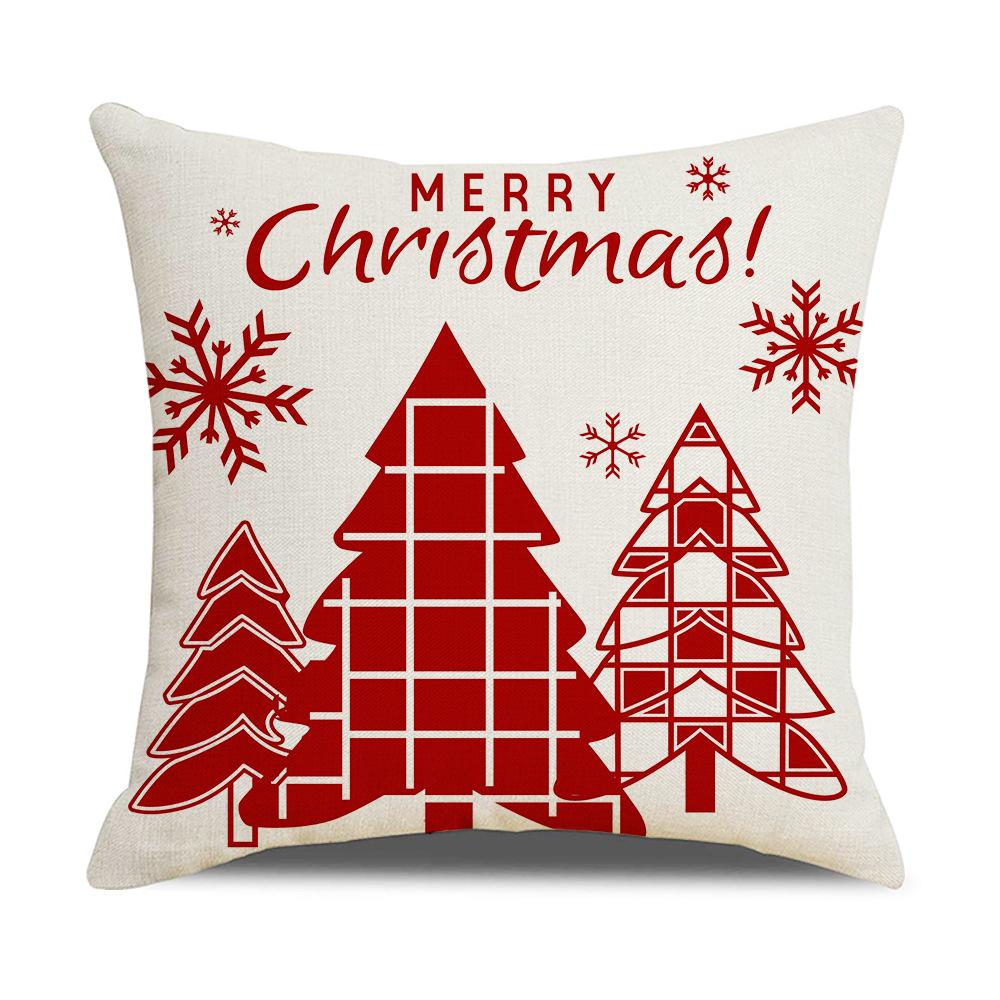New Christmas Pillow Cover Red Simple Christmas Snowman Print Cushion Home Cushion