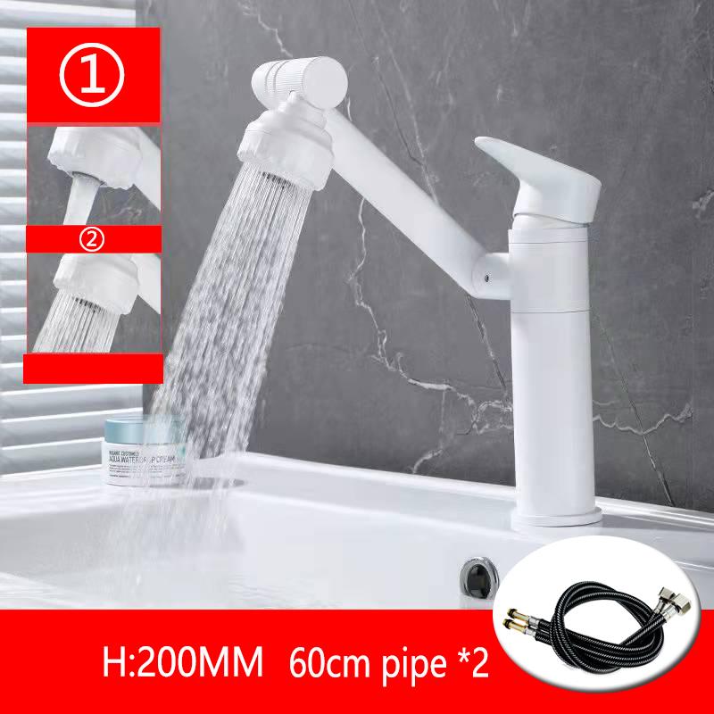 Nice 1080° Swivel Bathroom Sink Faucet Basin Faucet Mixer Deck Mounted Splash Proof Water Tap Shower Head Aerators Tapware PIPE x 2