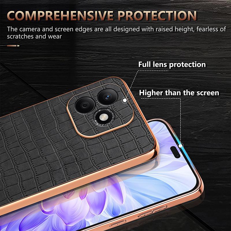 AZNS For Honor X60i 5G Case Electroplating Crocodile Texture PU+TPU Phone Cover