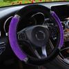 Universal 37-38cm Diameter Soft Plush Rhinestone Car Steering Wheel Cover Interior Accessories Black Pink Car Steering Cover