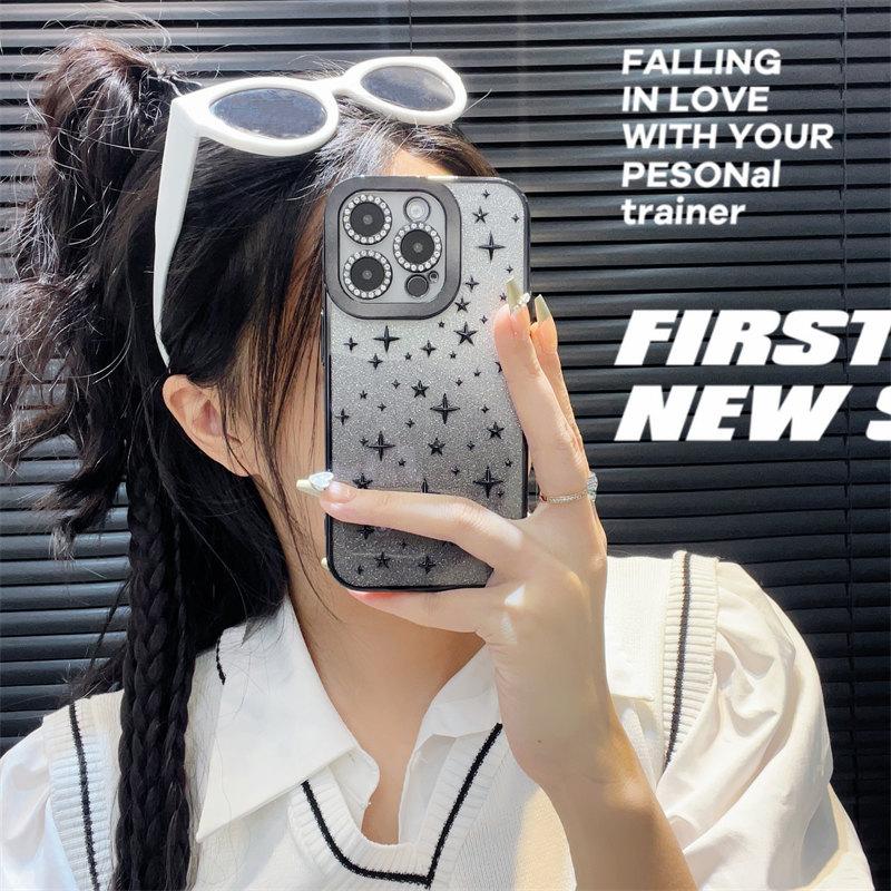 Luxury Stereo Star Electroplated Diamond-encrusted Lens Case for iPhone 14 13 12 11 Pro Max All-inclusive Fall Protection Cover
