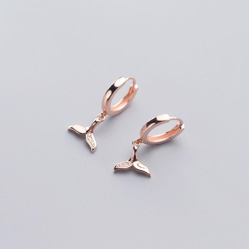 

925 Sterling Silver Circle Earrings For Women Trendy Fish Tail Zircon Tassel Earring Jewelry Prevent Allergy Party Accessories G белый