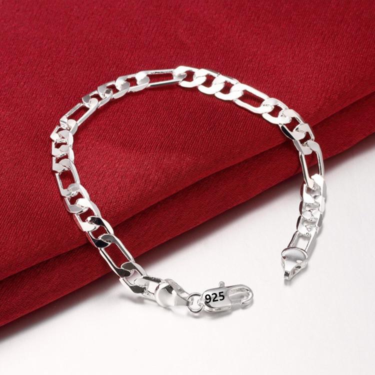 925  Silver 6MM Chain Bracelets For Women Men Fashion Simple Geometric Hollow Lobster Clasp Bracelet Engagement Jewelry