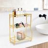 3-layer Bathroom Skincare Shelf, White Gold Countertop Storage W/ Railing,Desktop Bookshelf for Bedrooms, Living Rooms & Offices