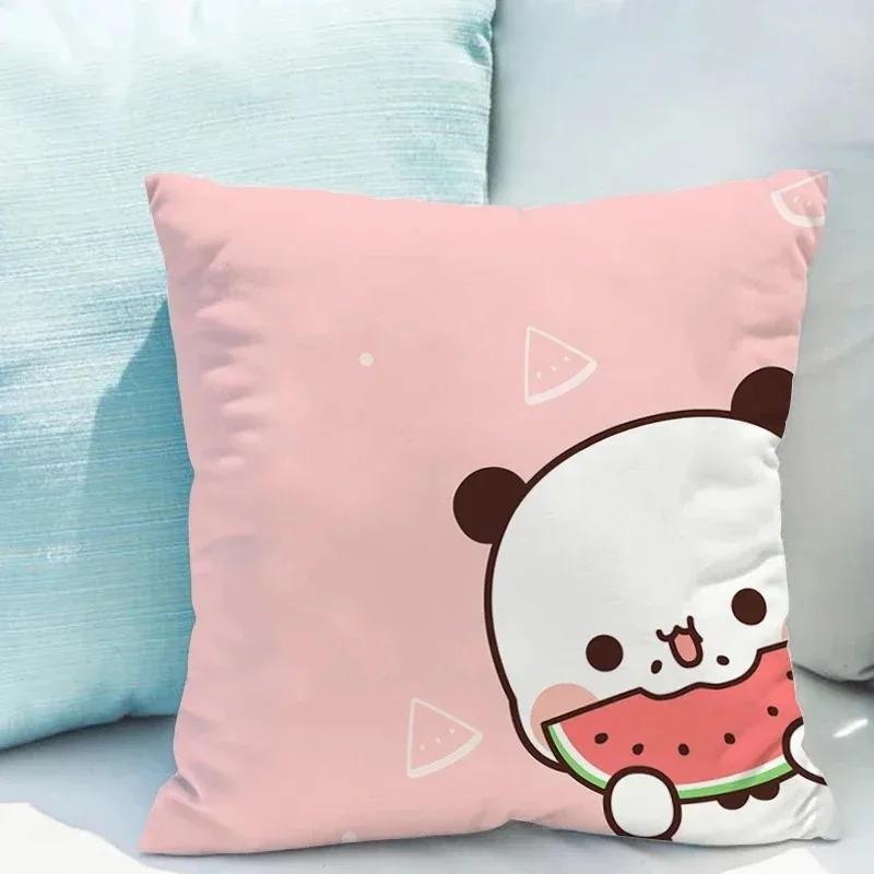Bubu Dudu Cartoon Bear Pillow Cover 45X45Cm - Cute Kids Bedroom Decor, Soft Plush Sofa Pillow Case For Living Room