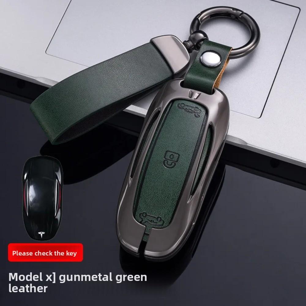 Car Zinc Alloy Leather Key Case Cover Holder for Tesla Model 3 Model S Model Y Model X Protector Keychain Interior Accessories