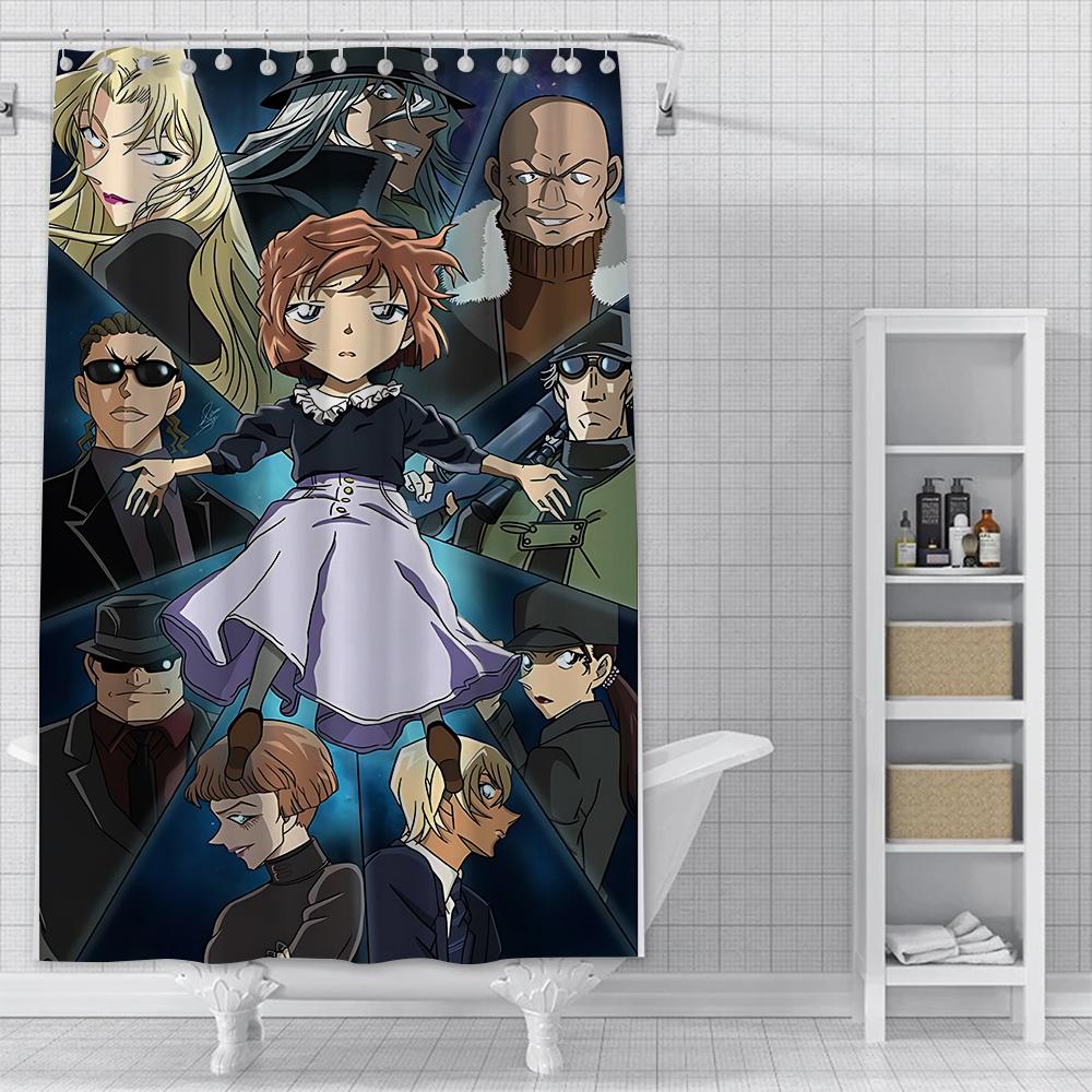 Shower Curtain Waterproof Polyester Fabric Paint Colorful Bath Curtains Detective Conan Home Bathroom Decor Curtain With Hook