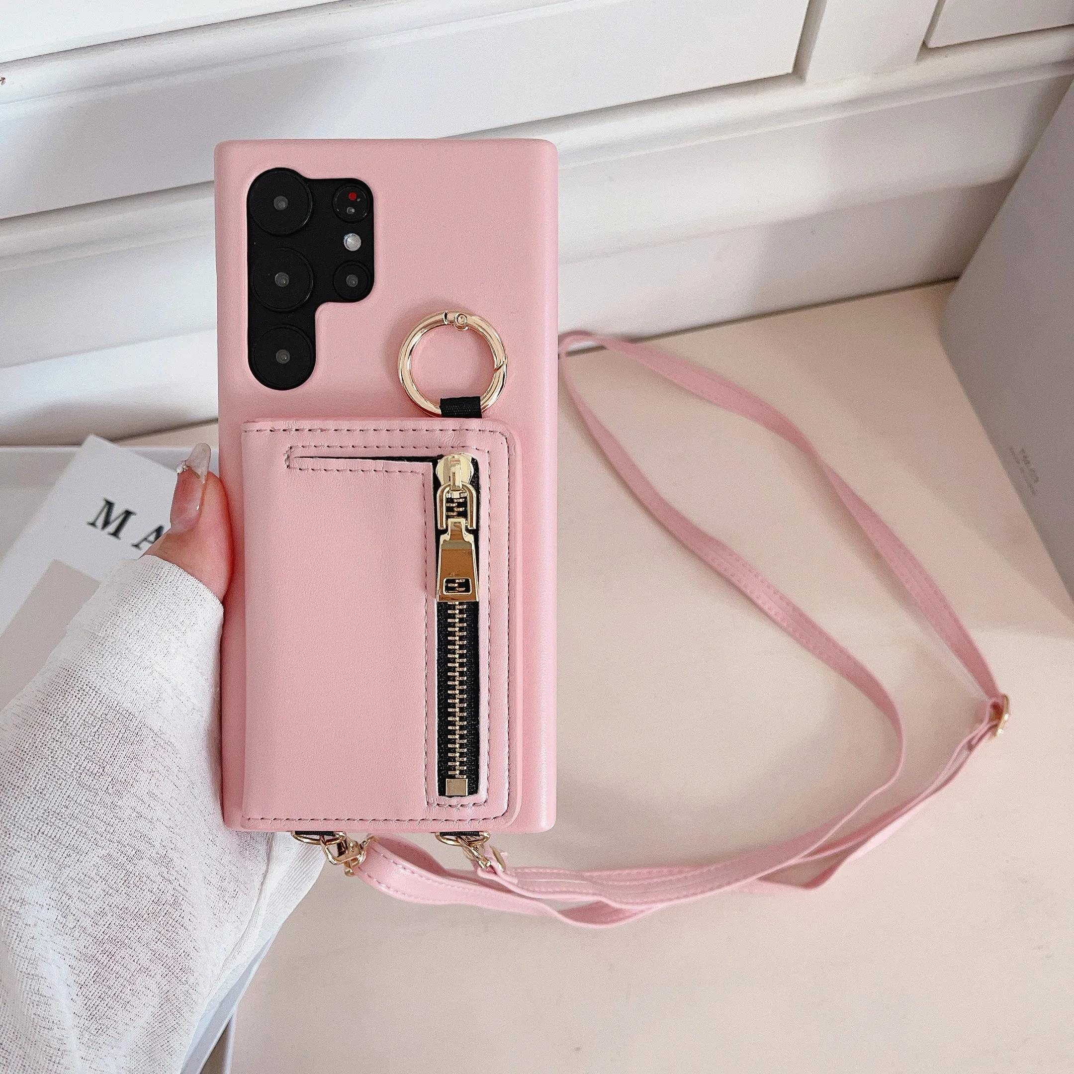 

Кожаный кошелек через плечо с держателем для карт, чехол для телефона для Samsung Galaxy S23 FE S25 S24 S22 Ultra Plus A53 A54, противоударный чехол Galaxy A52