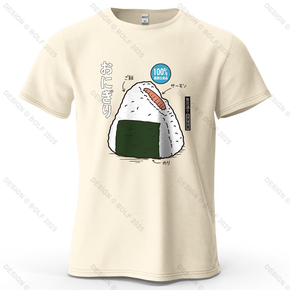 

Japan Rice Ball Printed Men s T-Shirt 100% Cotton Oversized Harajuku Graphic Tees for Women Tops Tees Casual Streetwear 4XL