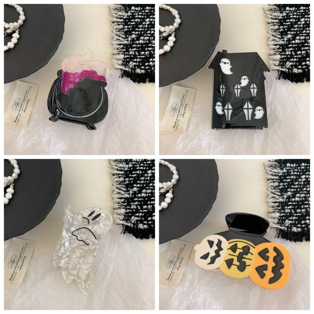 Ghost Halloween Shark Clip Funny Acetic Acid Hair Claw Hair Accessories Pumpkin Shark Clip  Girls