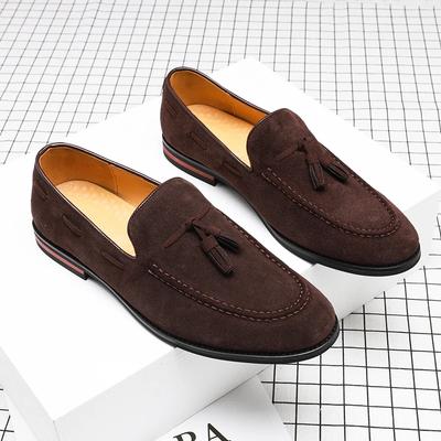 Fashion Elegant Shoes Men Classic Dress Loafers Men Brand Shoes Moda Italiana Suede Tassel Leather Shoes Formal Mocassim Masculino Couro
