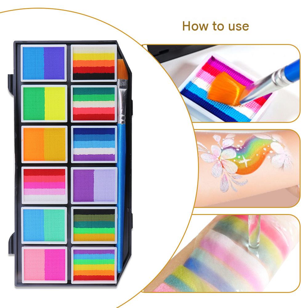 Face Paint Kit 12 Colors Water-Based Non-Toxic Washable Easter Face Paint Palette for Kids Party Halloween Cosplay