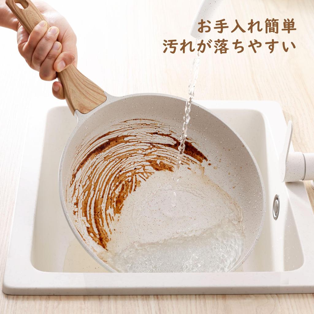 SENSARTE 20cm Frying Induction and Gas Marble Easy To High Heat Efficiency Pan, Lightweight, Compatible, Coat, Non-Stick, Non-Toxic, Clean, White,