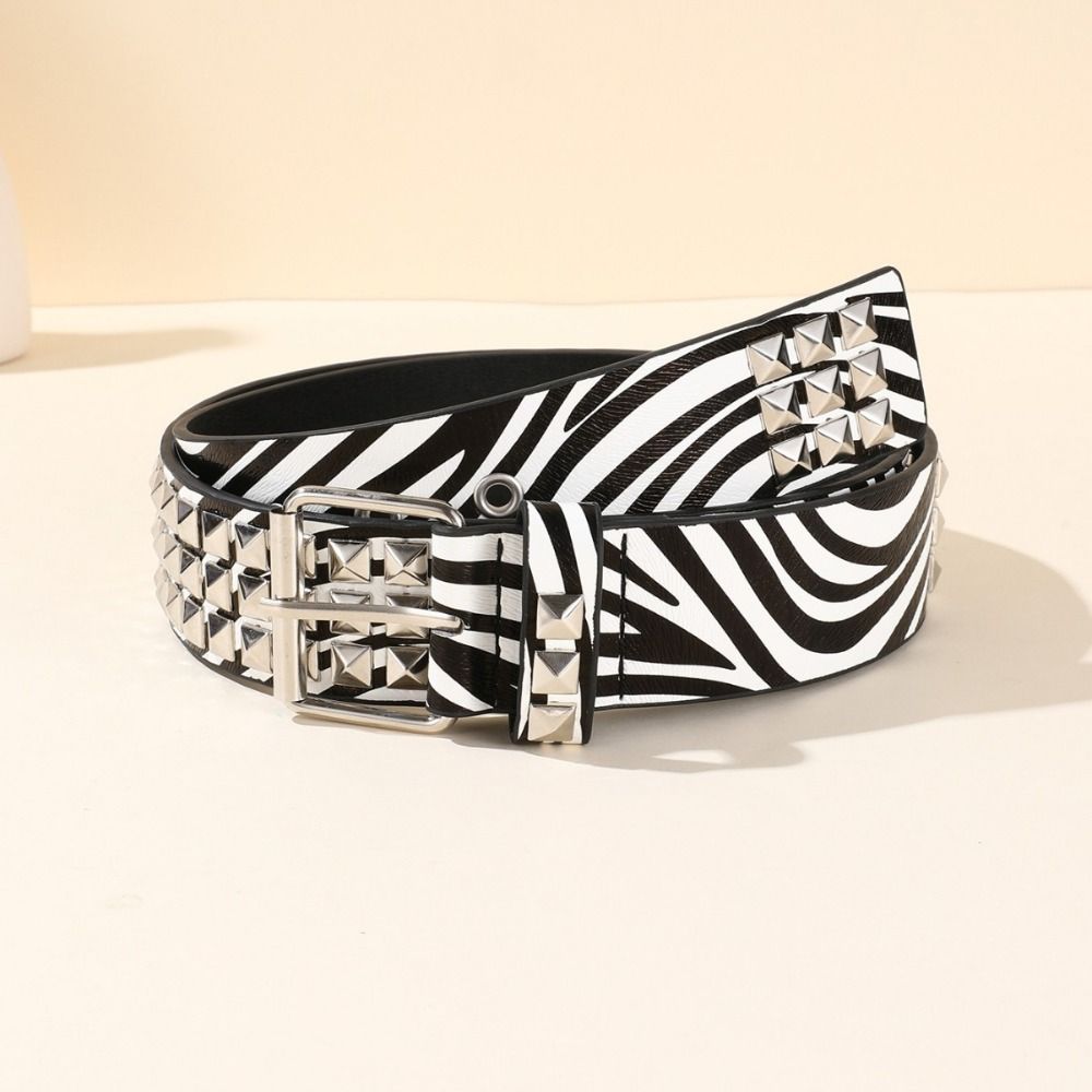 Leopard Print Heavy Metal Belt Punk Women's Belts Trend Jeans Belt Fashion Decoration