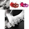 Elegant Lace Masquerade Mask With Rhinestone Flower Accents For Women's Halloween Costume Props