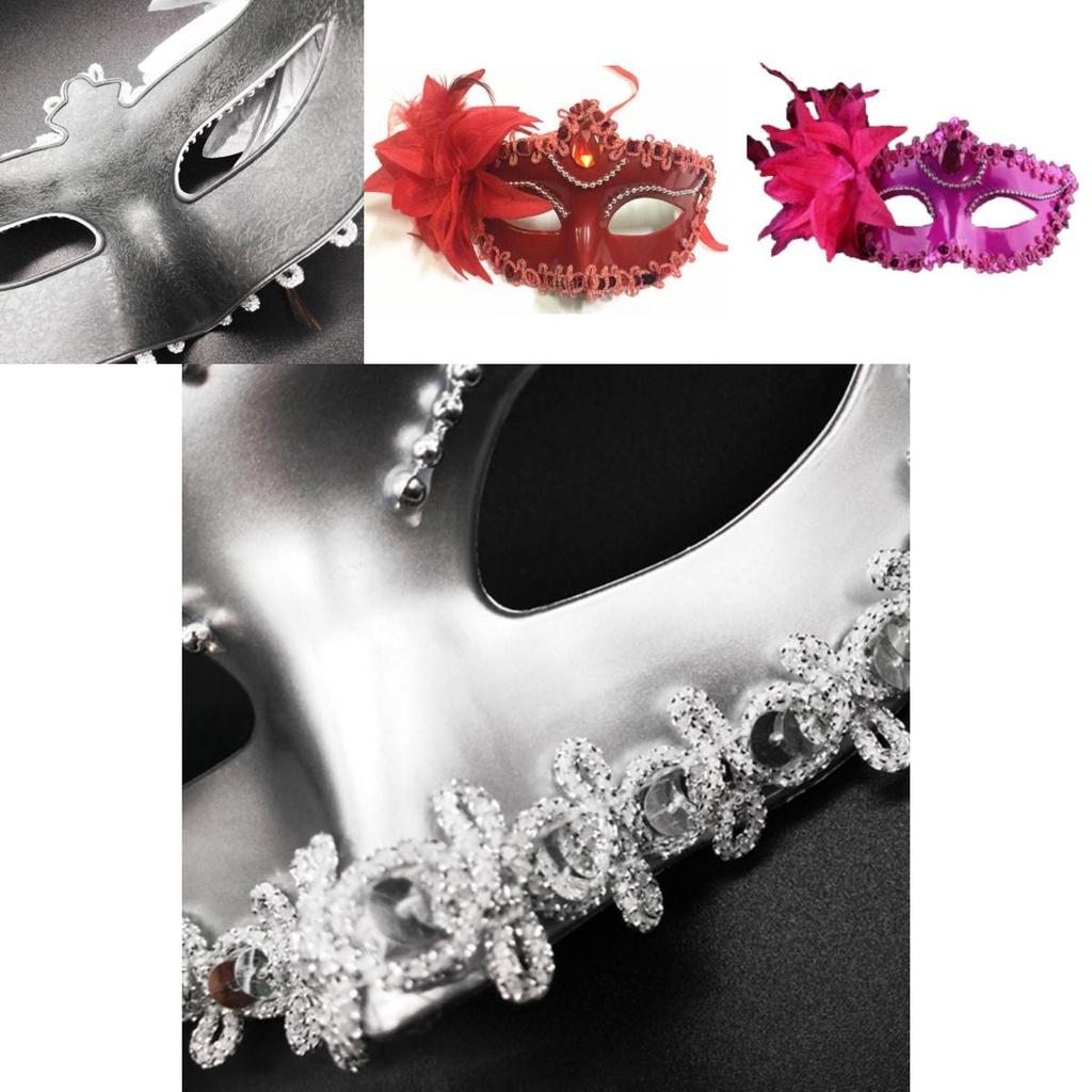 Elegant Lace Masquerade Mask With Rhinestone Flower Accents For Women's Halloween Costume Props