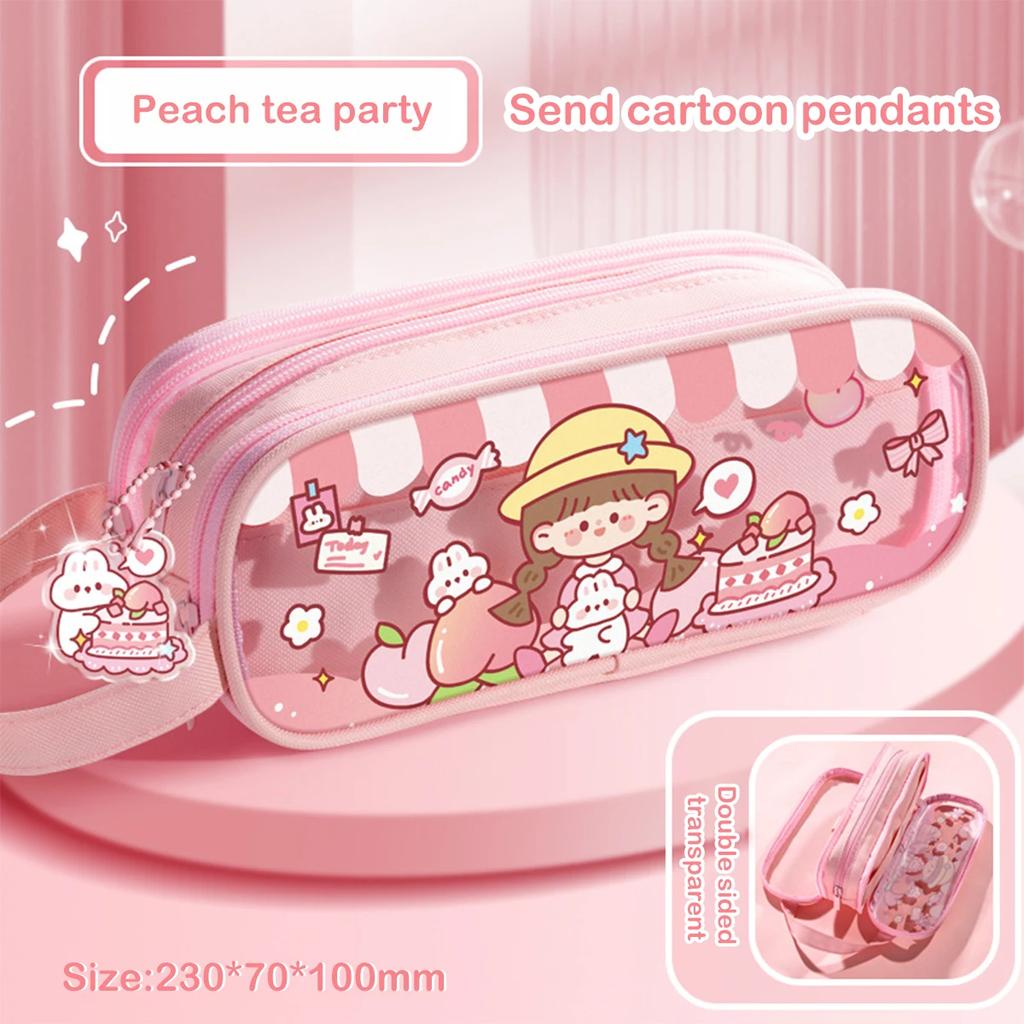 Kawaii Transparentes Tragbares Federmäppchen Multifunktional Mehrschichtig Stiftbox Aufbewahrungstasche Schul- Bürobedarf Schreibwaren