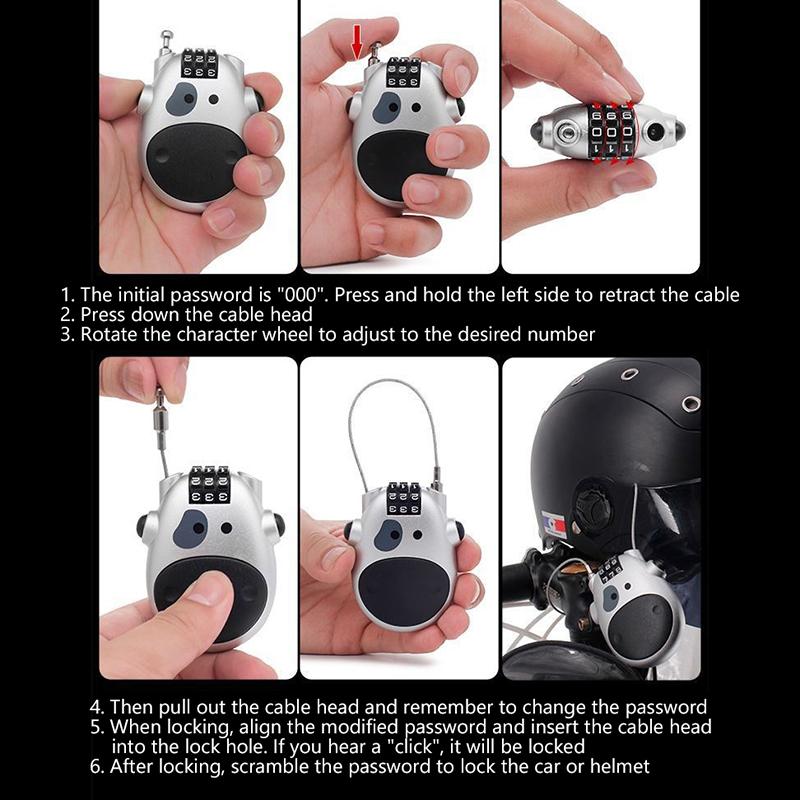 Fahrrad Stahlkabel Zahlenschloss Koffer Auto Schlitten Teleskop Drahtseilschloss Fahrradhelm Hochpräzises Zahlenrad Passwortschloss