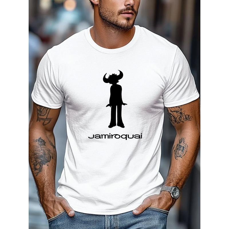 European Size Men's Jamiroquai Silhouette Graphic Summer Casual Crew Neck Short Sleeve T-Shirt