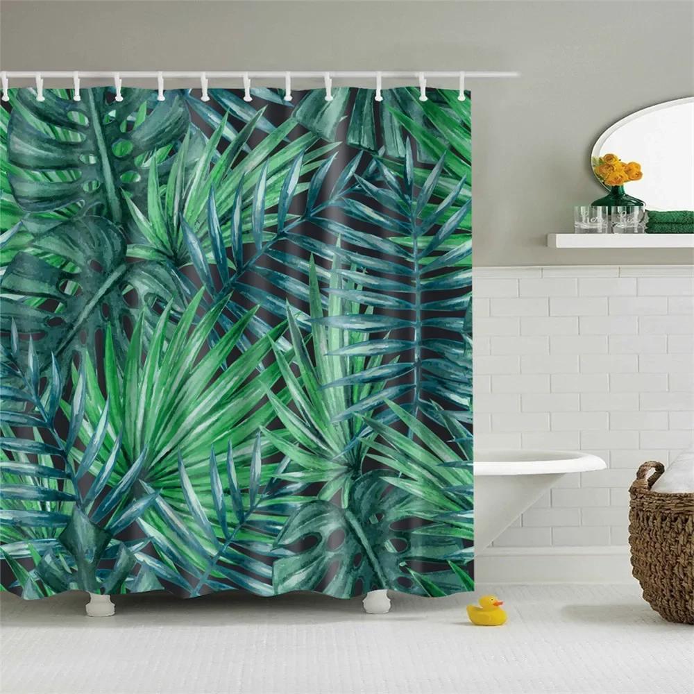 3D Buddha Plant Printed Bath Curtains Waterproof Polyester Fabric Bathroom Shower Curtain Screen with Hooks Bathroom Curtains