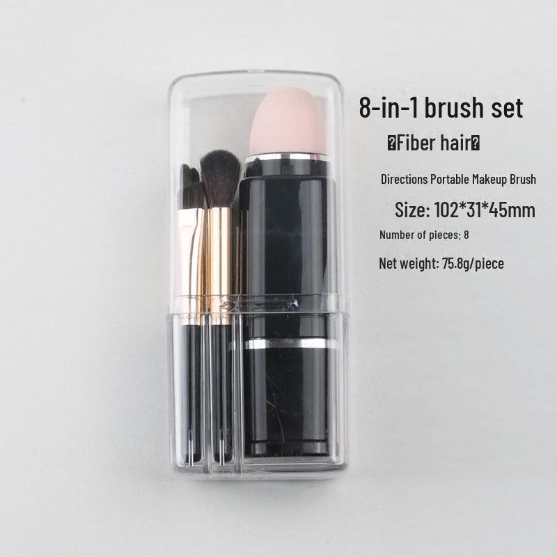 Přenosná sada zatahovacích štětců na make-up: Štětce na oční stíny, korektor a tvářenku
