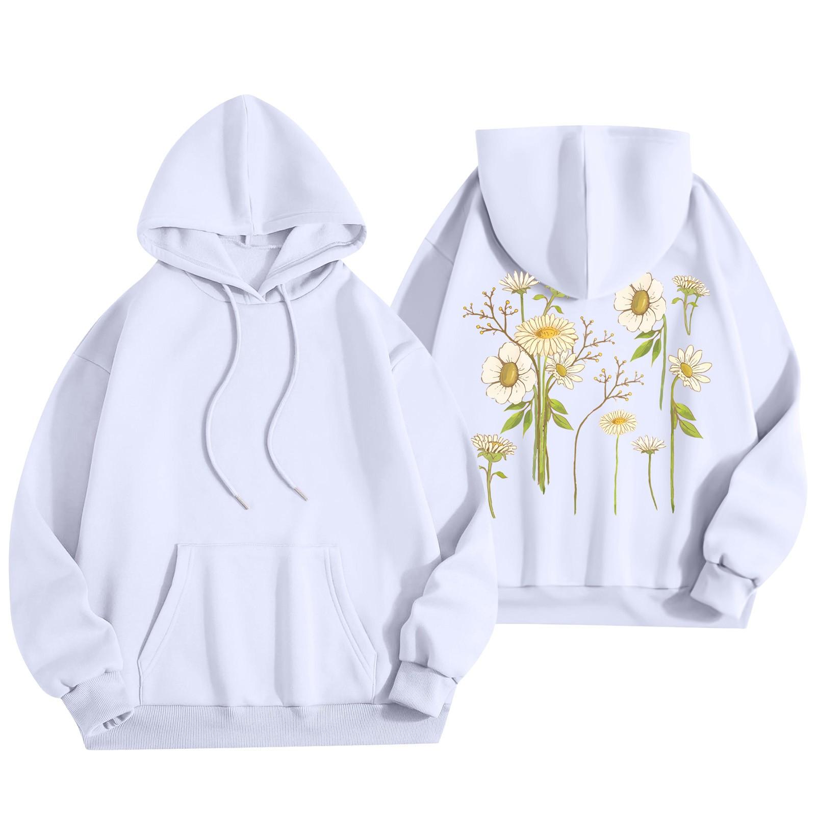 

Женский модный легкий свитер с длинными рукавами и карманами с цветочным принтом XXL белый