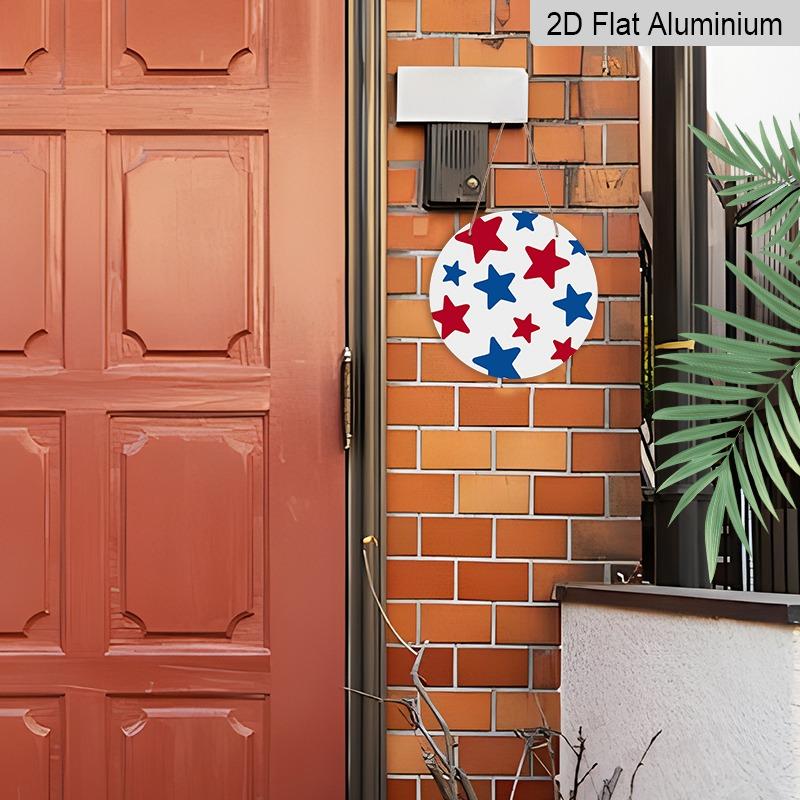 2D Flat Retro Aluminum Wall Decorations In Various Sizes. Featuring A Patriotic American Independence Day Theme with Red, White, and Blue Stars