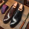 2024 Pointed Lace up Cowhide Social Shoe New Luxury Men's Business Dress Oxford Leather Shoes Male 2024 Spring Autumn British Style