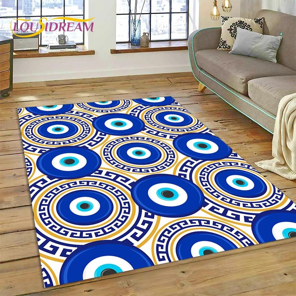 Evil Eye Turkey Blue Nazar Eye of Horus Carpet Rug for Bedroom Living Room Home Sofa Decoration,Child Game Large Decor Floor Mat