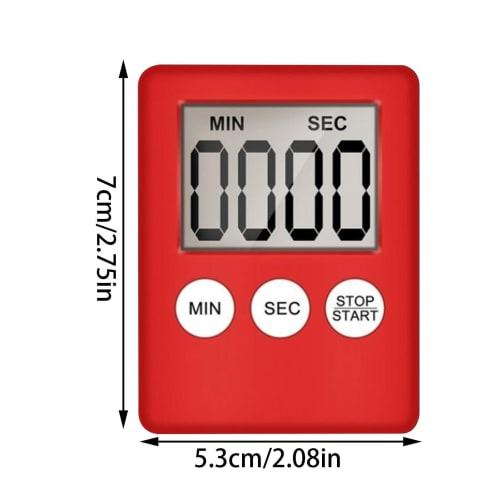 Digital Kitchen Timer with LED Display, Ultra-Slim, Magnetic Back, LCD Display, Mini Countdown Timer with Memory Function, Visualization Electronic Ti
