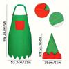 2pcs, Decorative Apron, Christmas Apron And Hat Set For Women, Christmas Elf Hat, Xmas Santa Kitchen Apron Ornament