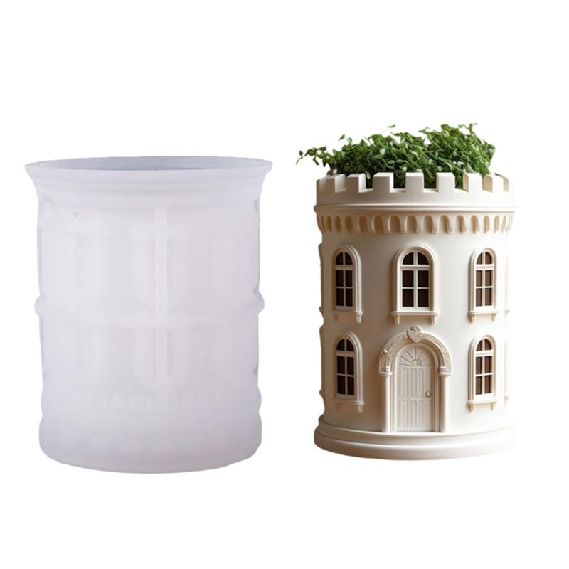 Silicone Planter Molds Castles Shape Crafting Mold for Making Decorative Plant Containers Resin Pieces and Small Holders