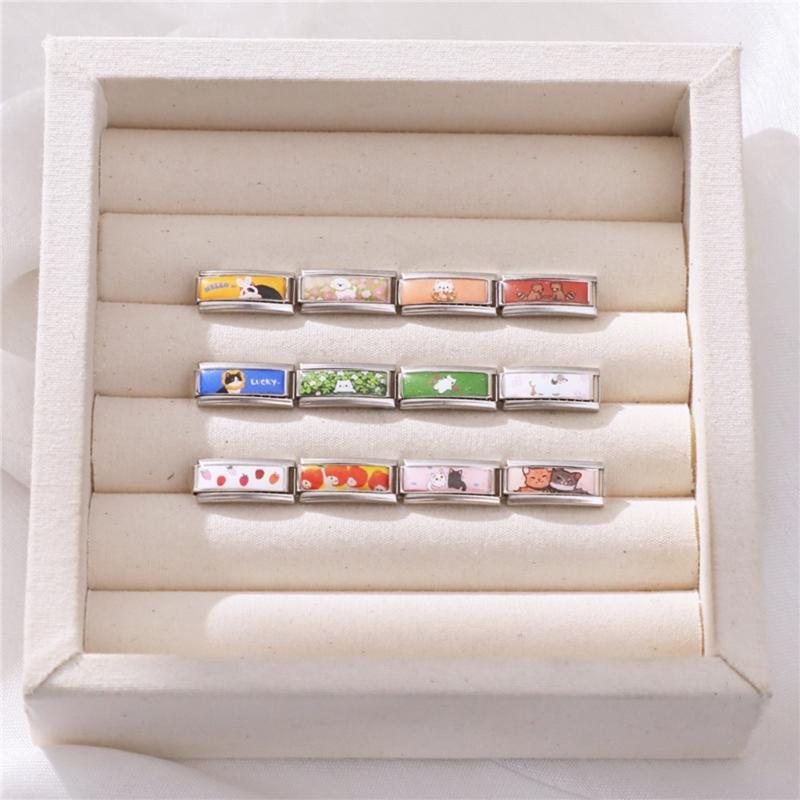 Photo Italian Modular Bracelet Band Link Connector Stainless Steel Texture Jewelry Accessories Suitable for Enthusiasts