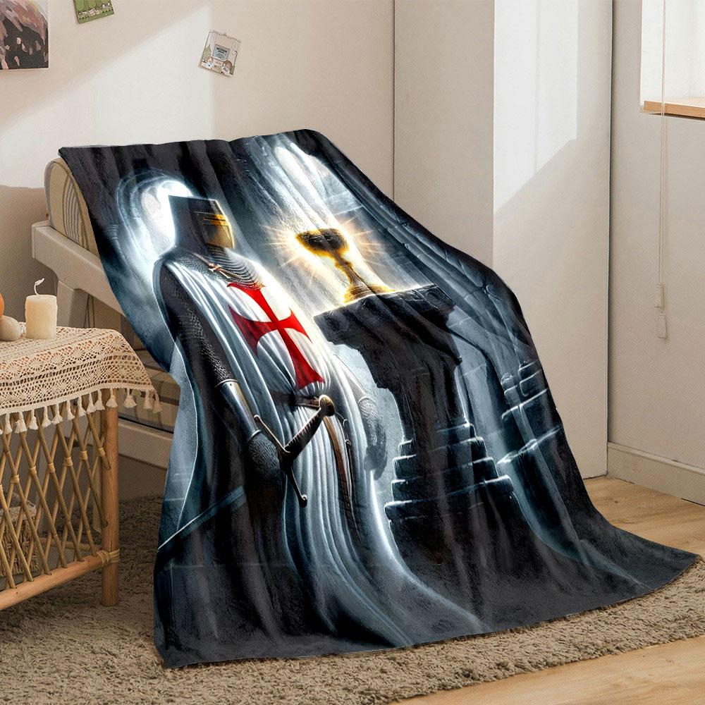 Templar Knight Holy Grail Blanket Printed Blanket for Living Room Bed Couch lunch break Soft Cozy Blanket for Friend's festival Gift