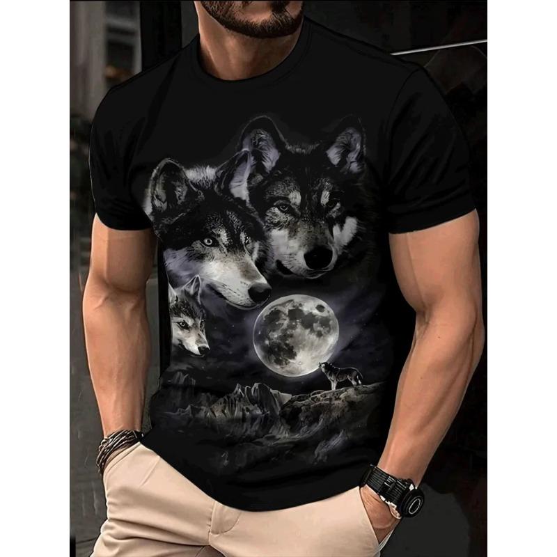 Summer Men's Animal 3D Printed Crew Neck T-Shirt