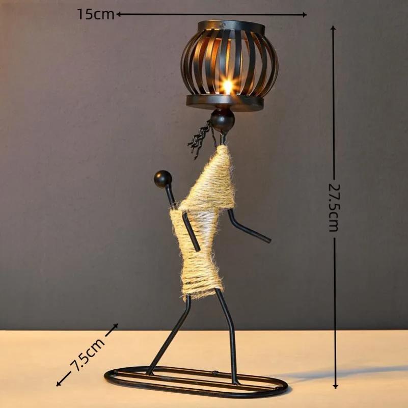 Nordic Metal Candle Holder Abstract Character Handmade Vintage Candlestick for Wedding Home Coffee Shop Table Art Decoration New