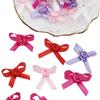 (50pcs/bag) 3.5*4cm Rose Polyester Handmade Single Face Stain Bows for Christmas Gift Wrap Solid Color Hair Accessory Bows