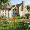 Solar Powered Outdoor Garden Decorative Flower Stake Light with Rotating Windmill and Insect Design for Yard Pathway Lawn Decoration