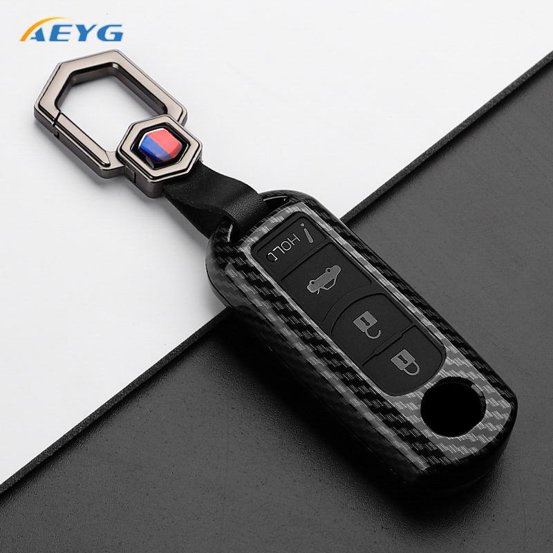 Carbon Fiber Abs Car Key Case Cover For Mazda 2 3 5 6 7 Cx-3 Cx-4 Cx-5 Cx-7 Cx-9 Axela Atenza Keyless Keychain Accessories