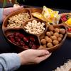 With 5 Dining Grids Food Serving Tray Solid Wood Dried Fruit Plate Perfect Snack Plate  Party