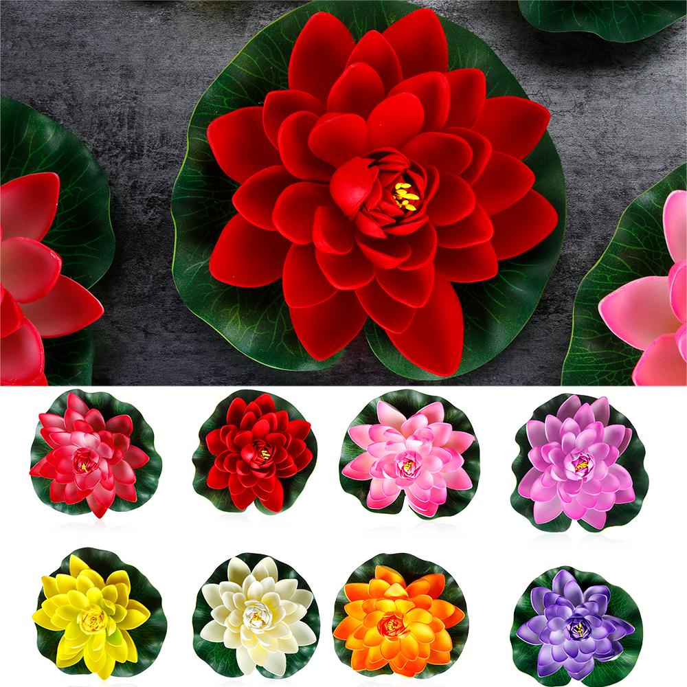 Leaves Home Decoration Floating Plants Artificial Lotus Flower Water Lily Simulation Fake Plants