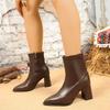 Women's Leather Boots Luxury Pointed Toe Chelsea Ankle Boots Fashionable High Heels Back Zipper Gothic and Nude Short Boots