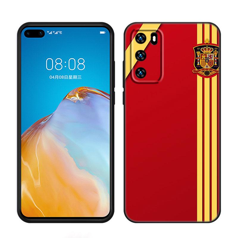 Hiszpania Flagi Narodowe Czarne Etui na Telefon Dla Huawei P10 P20 P30 P40 Lite P50 P60 Art P50E P Smart Z 2018 2020 2021 Pro 2019