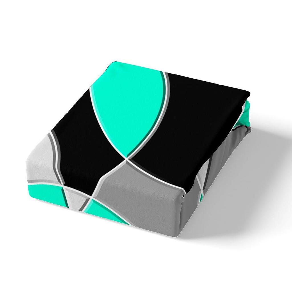 Round Geometric Bedding Set Green Gray Black Abstract Art Bedspread Comfortable Three-Piece Set