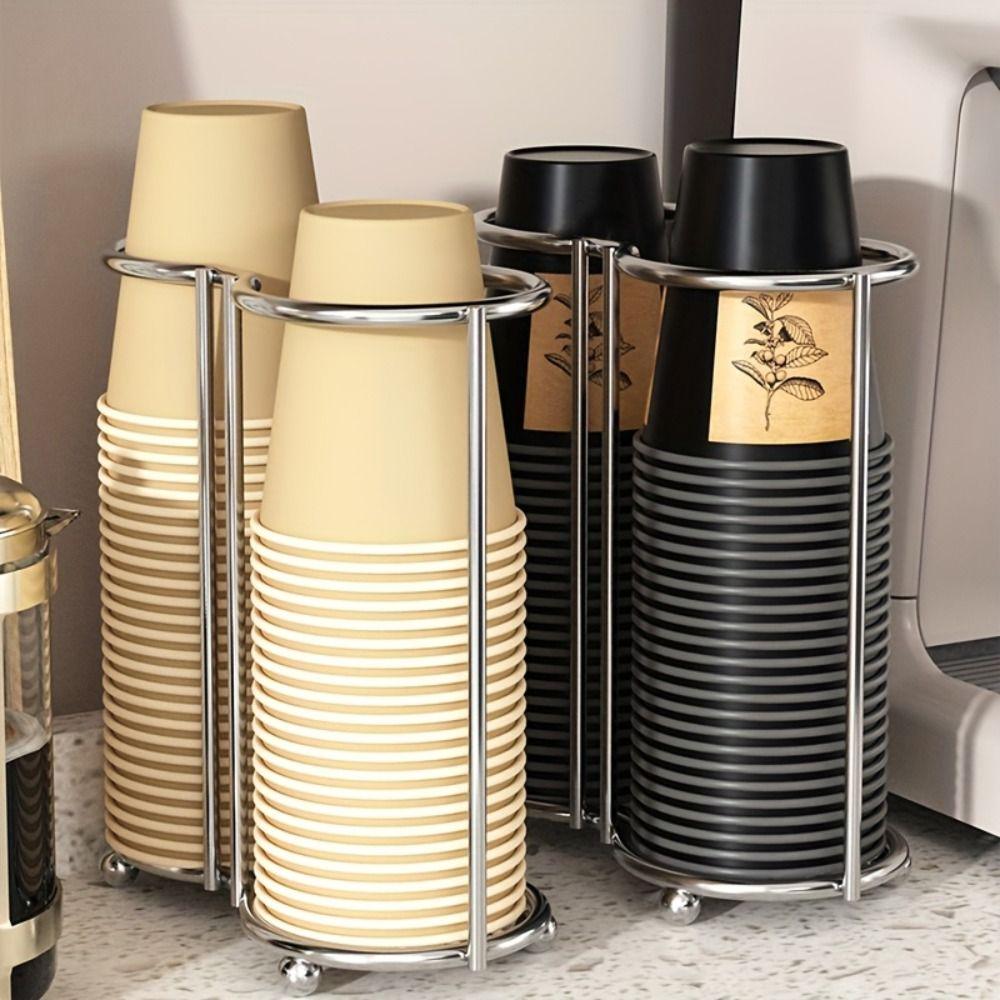 Multifunctional Disposables Cups Picker Stainless Steel Cup Storage Rack  Living Room