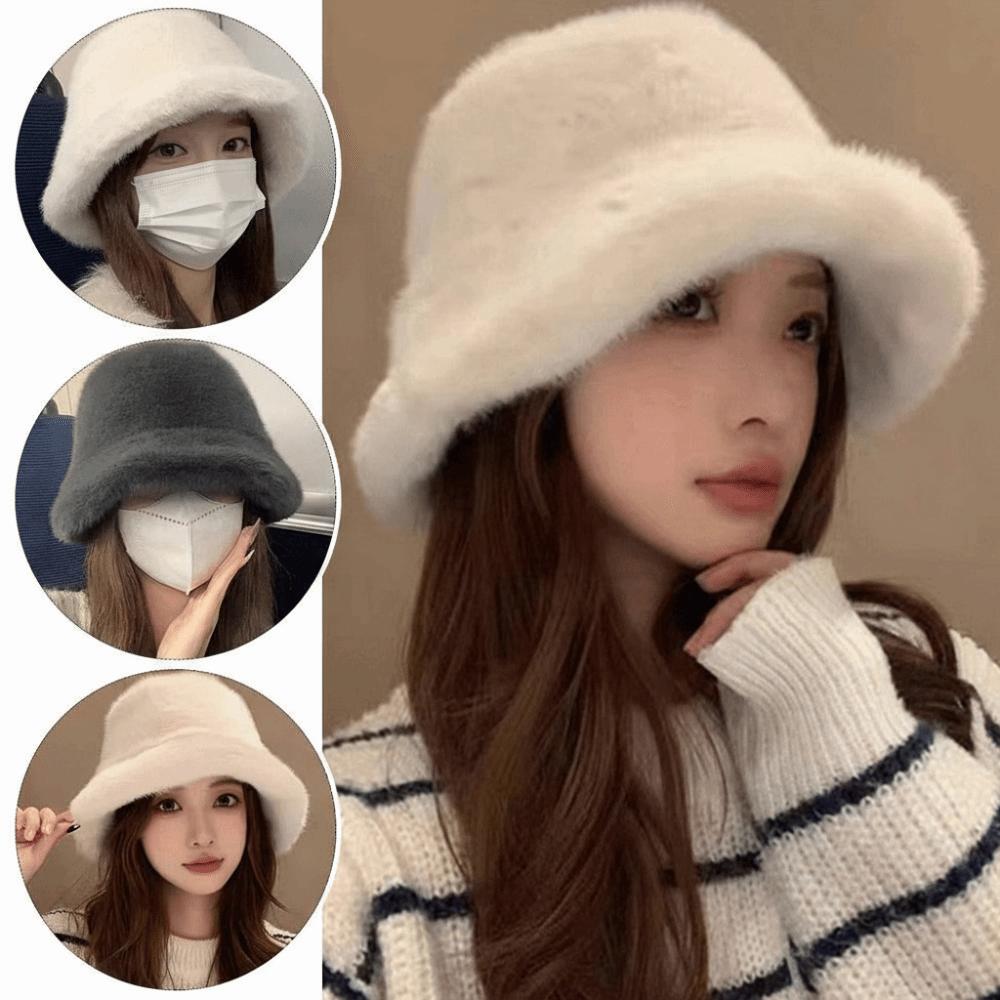 Furry Winter Furry Hat Oversize Plush Hat Cute Fisherman's Hat  Winter