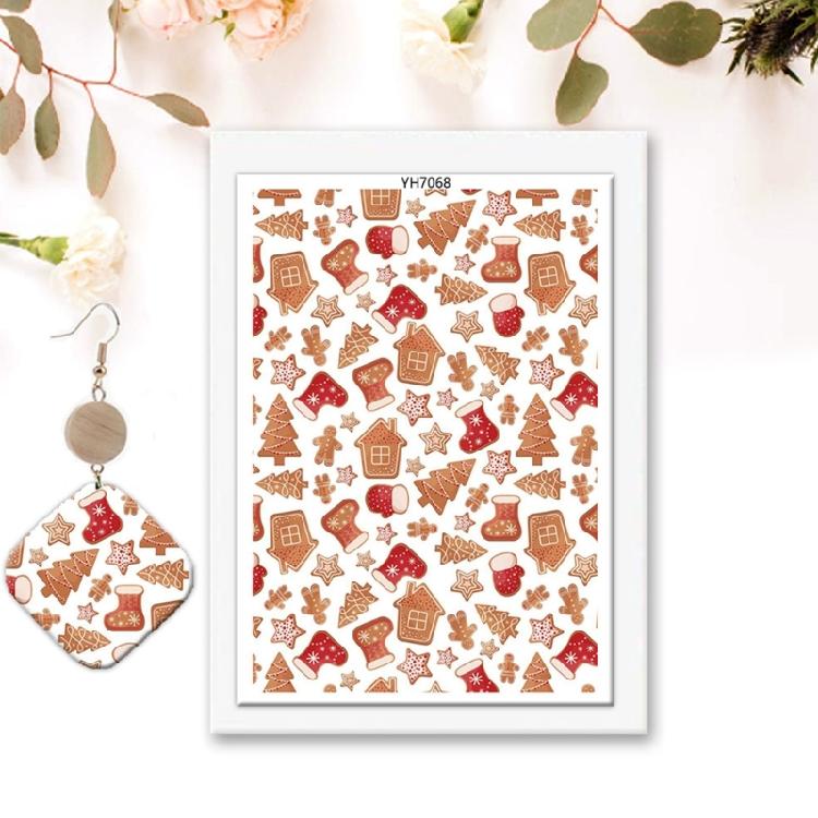Pack of 4 Christmas Themed Transfer Paper 95x138mm Clay Earrings Water Soluble Transfer Paper for Jewelry Making