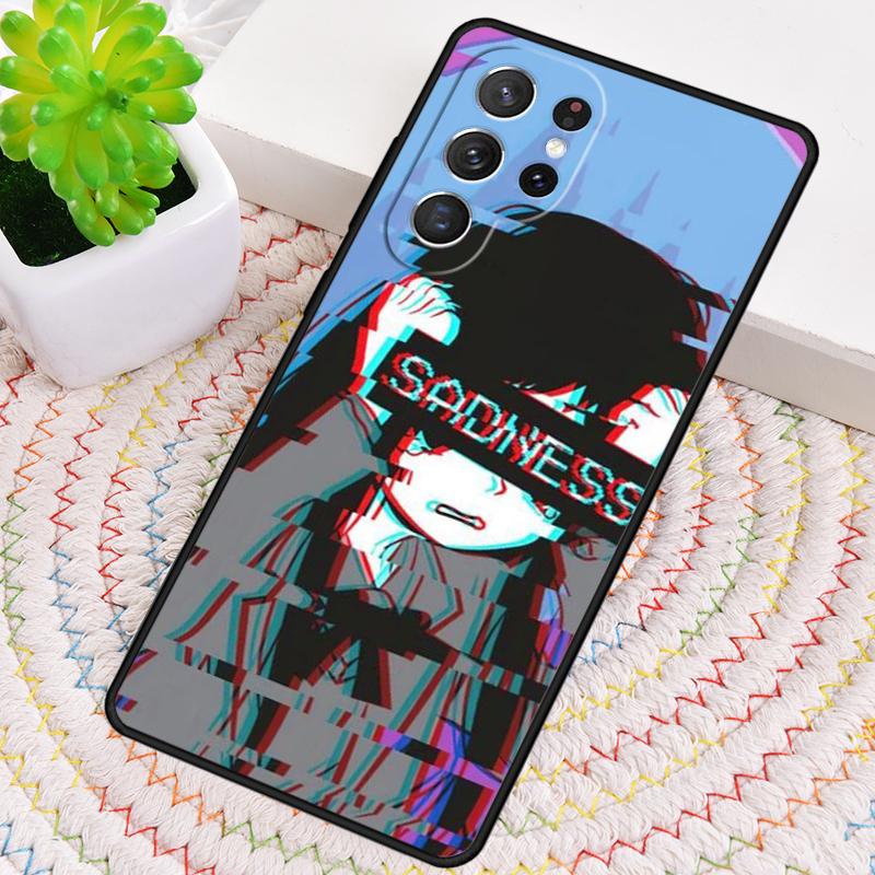 Sad Girl Japanese Anime TPU Phone Case For Samsung Galaxy Note 10 Pro S26 S25 S24 S23 S22 Ultra Plus S21 FE S20 Shockproof Cover
