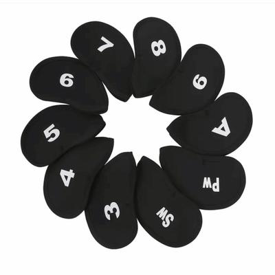10pcs Printed Numbers Iron Club Head Cover Durable Fabric Head Protect Cover  For Golf Irons