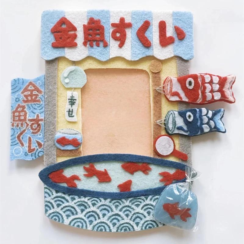 

Ручная работа Мультяшная рамка для фотографий с золотой рыбкой Каваи держатель для карт из нетканого материала для фотокарточек 3 дюйма Держатель для карт в японском стиле 2025